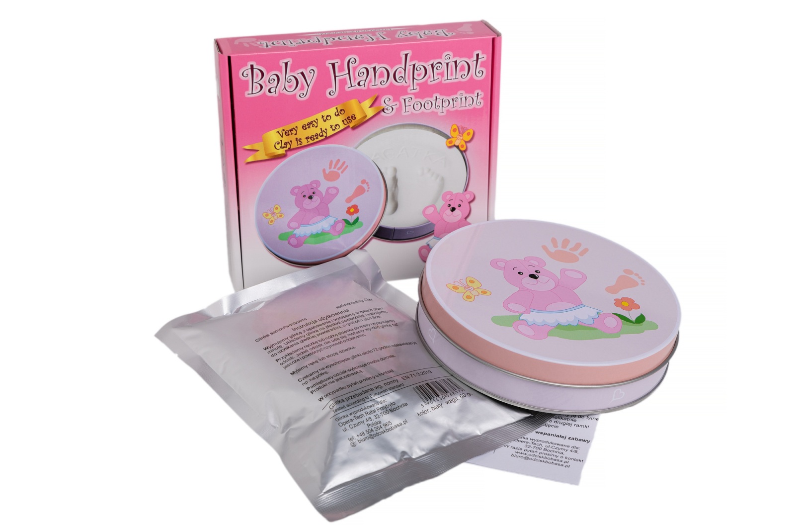 Sada na otisky nožiček či ručiček v plechovce,  dárková sada pro holčičku, růžová