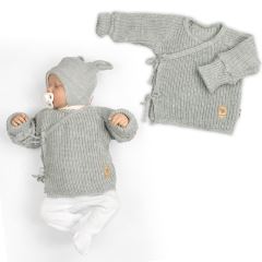 Kojenecký svetřík, rostoucí, na zavazování na boku - šedý