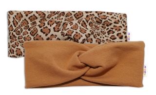 BABY NELLYS Dětské čelenky Gepard, sada 2 kusů - hnědá, gepard
