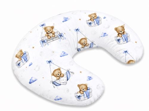 Kojící polštář/podkova, bavlna, Medvídci, modrý, ergonomický polštář pro kojení