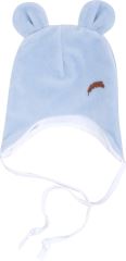 Z&Z Velurová čepice na zavazování s oušky, modrá (1)