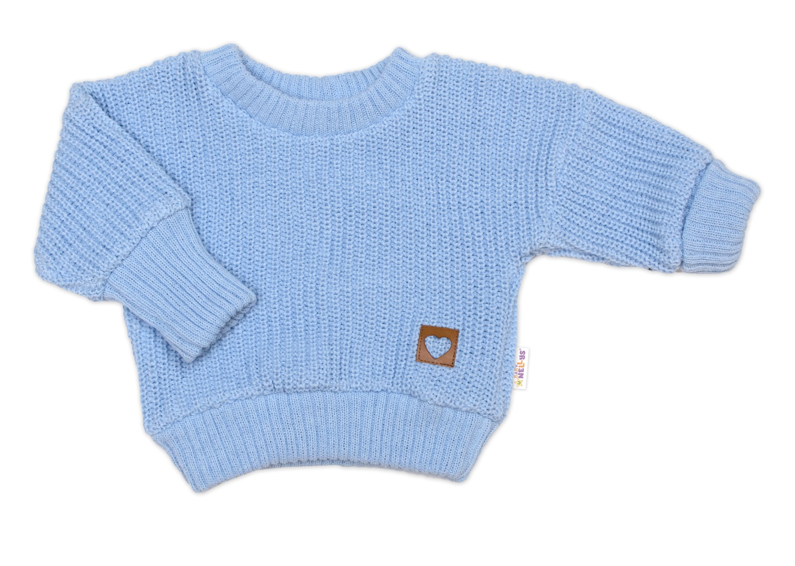 Rostoucí oversize pletený svetřík pro miminko, sv. modrý