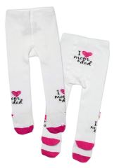 Baby Nellys Bavlněné punčocháče I love mom & dad - růžové (1)