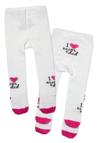 Baby Nellys Bavlněné punčocháče I love mom & dad - růžové (1)
