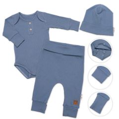 Žebrovaná rostoucí souprava 3D, Baby Boy - jeans (1)