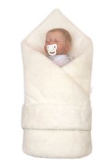 Luxusní oboustranná zavinovačka/deka/podložka se stuhou, smetanová (2)