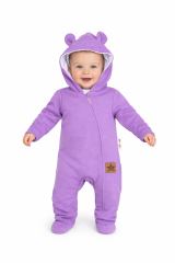 Baby Nellys Kojenecký teplákový overal s kapucí Teddy - fialový (2)