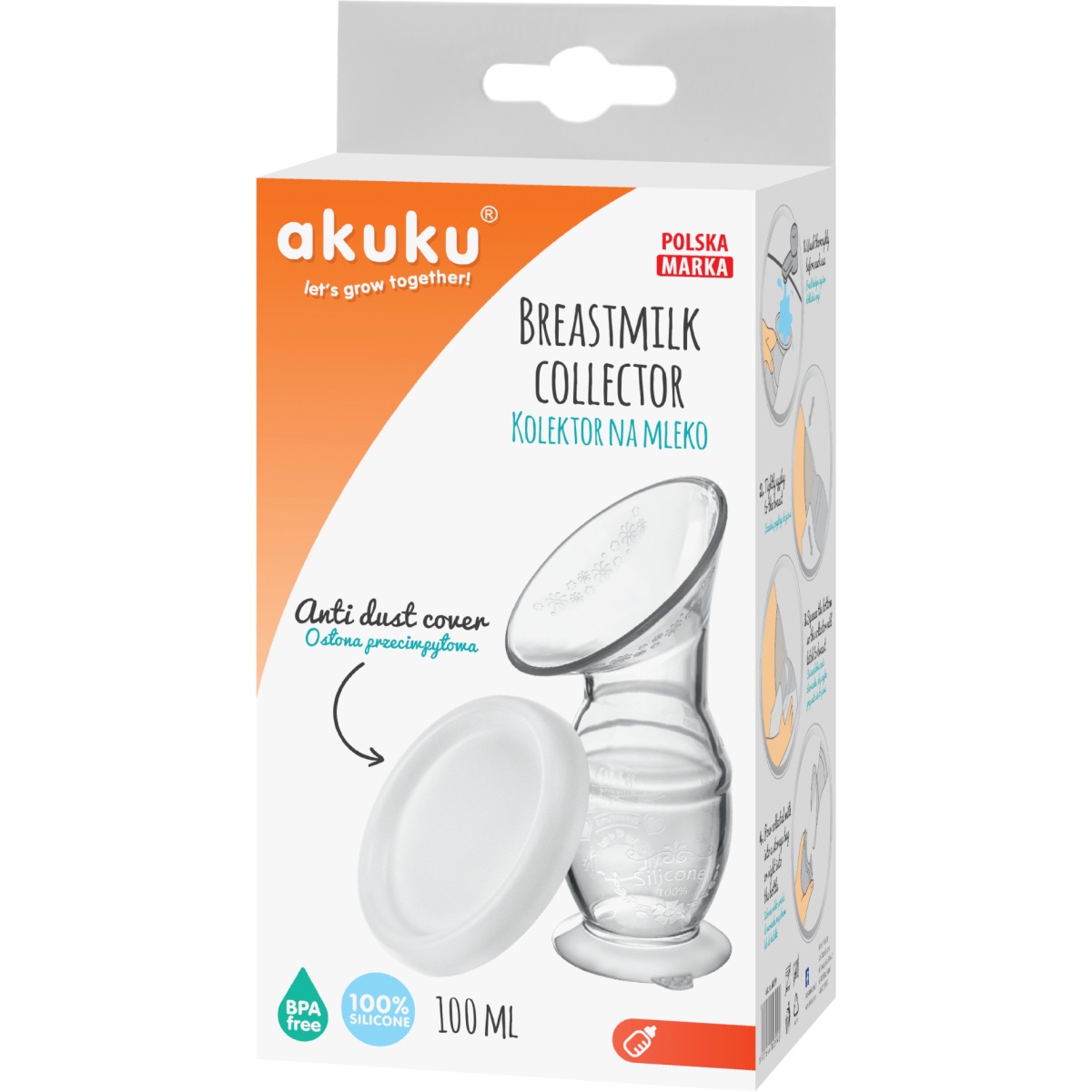 Kolektor, ruční odsávačka mléka, silikonová Akuku, 100ml