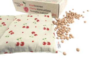 Tříkomorový nahřívací pás s třešňovými pecičkami, termofor -  Cherry life, ecru (2)