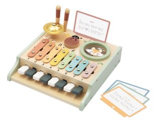 2Kids Toys Motorická hudební hračka 5v1 – xylofon, klávesy, činel, cert. dřevo, 3+