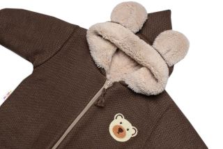 Oteplená pletená bundička Teddy Bear, Baby Nellys, dvouvrstvá, hnědá (3)