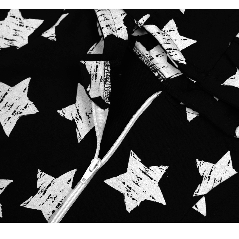 Rostoucí teplákový overal pro miminko, čepice, botky, 3D, Nature Star - černý, 80/86