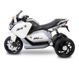 Elektrická tříkolová motorka pro děti TOYZ – 2 motory, LED, USB, bílá (8)