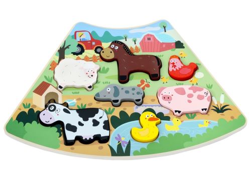 Dřevěné puzzle Veselá farma propojitelné, 7 dílů
