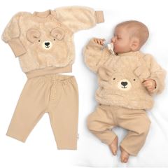 Rostoucí chlupáčková mikina a kalhoty Medvídek, 2D béžová