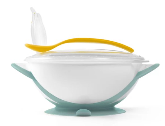Uzaviratelná miska s přísavkou a lžičkou - žlutá, mátová