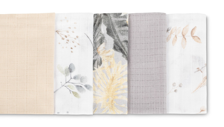 Tetra pleny Basic 70×80 cm Floral grey - sada 5 ks, 100% bavlna