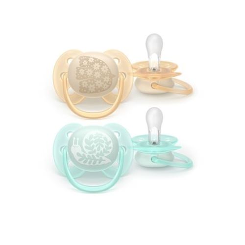 Silikonový dudlík Soft, 0-6m, mátový, béžový