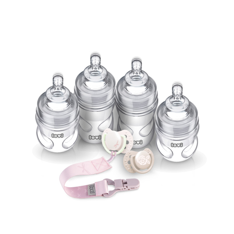 LOVI Baby Shower Girl Sada pro novorozence 0m+ | Lahvičky, dudlíky a výbavička pro miminko