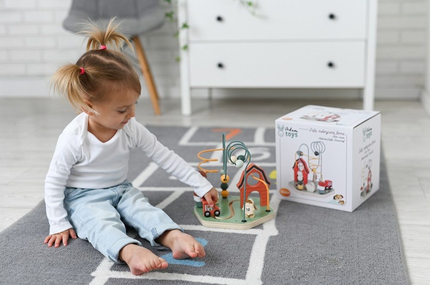 Edukační dřevěná přesouvačka s labyrintem Farma