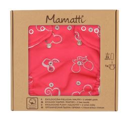Mamatti Látková plenka EKO sada - kalhotky + 2 x plenka, Myška, vel. 3 - 8 kg, červená (1)