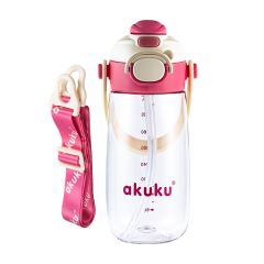 Dětská láhev na pití se slámkou, bidon 480 ml pink – do školy, na sport i výlety (5)