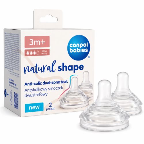 Natural Shape antikolikový dudlík – silikonový, DuoFlex, bez BPA, 3m+