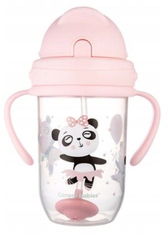 Canpol babies Nevylévací hrníček se slámkou a závažím Exotic Panda - růžový, 270 ml