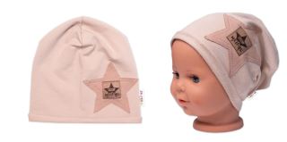 Dětská čepice bavlna, Baby Star, Baby Nellys, béžová (2)