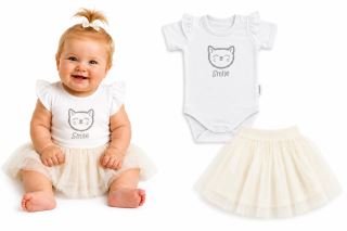2D sada - body kr. rukáv Cat + tutu suknička cream (3)