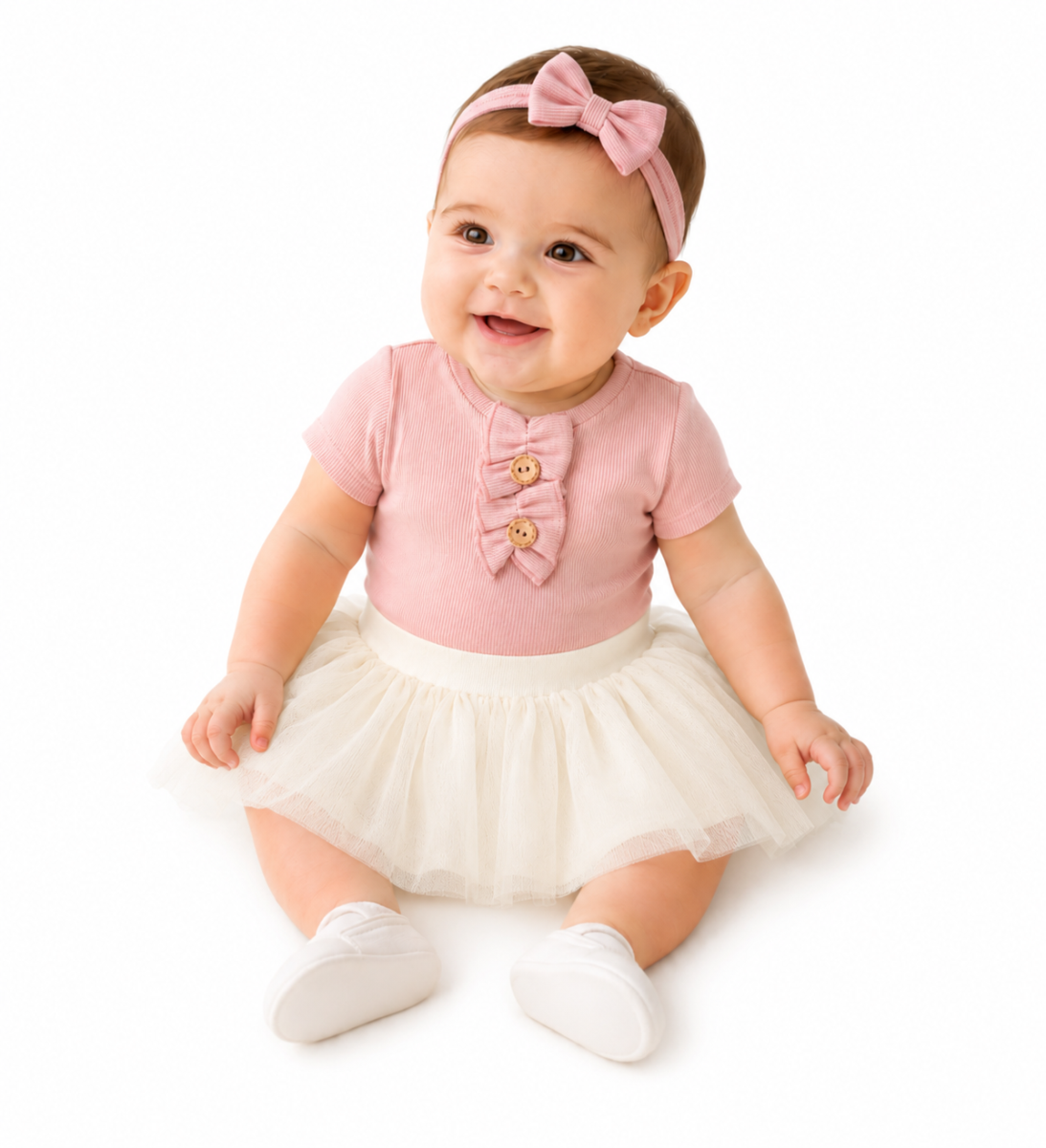 2D sada - body kr. rukáv Boho + tutu suknička cream, vel. 74