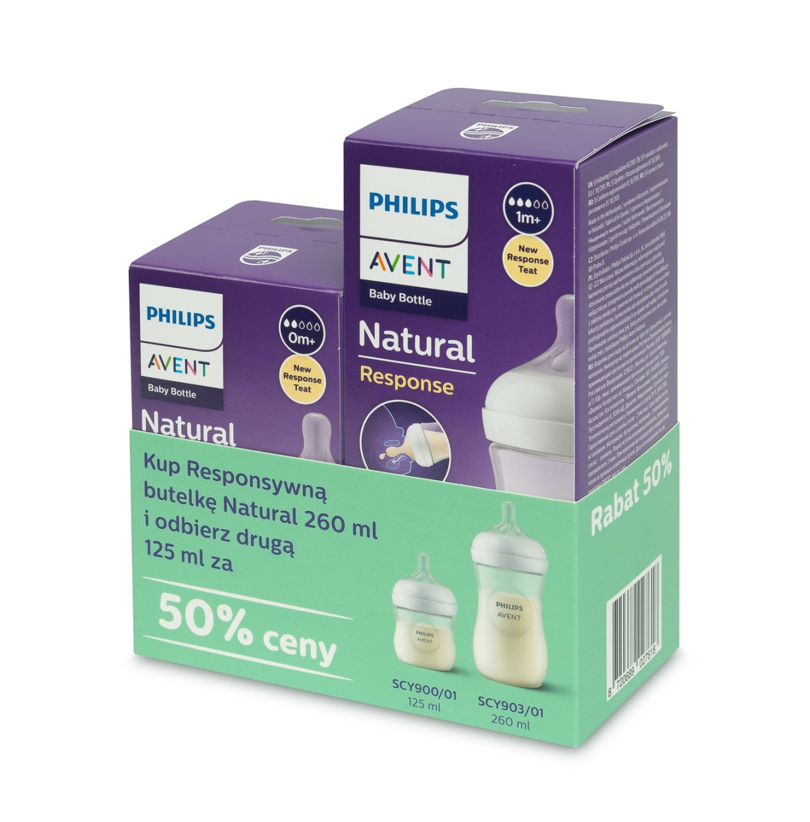 Natural Response láhev 125 ml + 260 ml, dudlík – antikoliková, přirozené sání