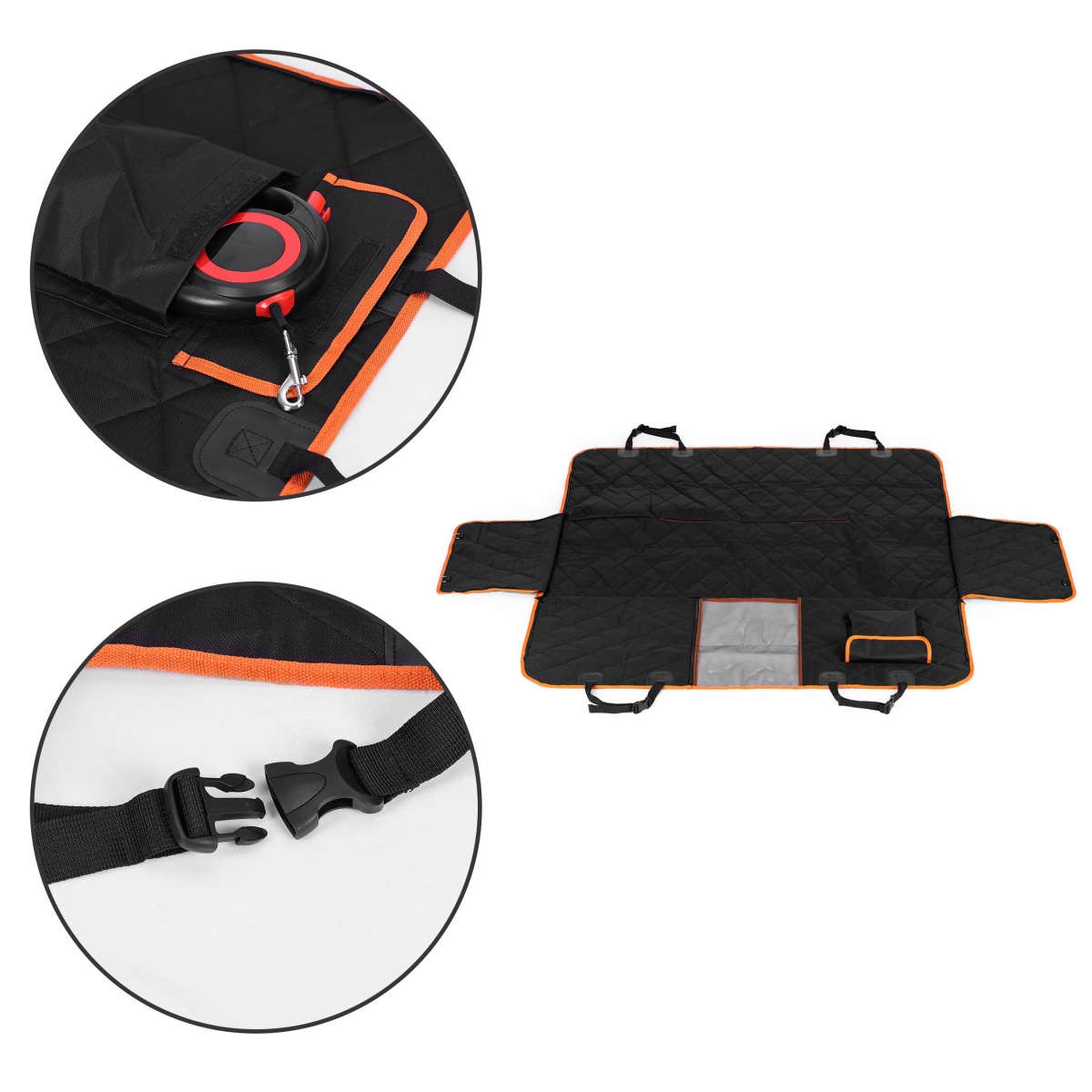 Ochranná autopodložka pro psa 200 × 143 cm – voděodolná, na zadní sedačky, černá