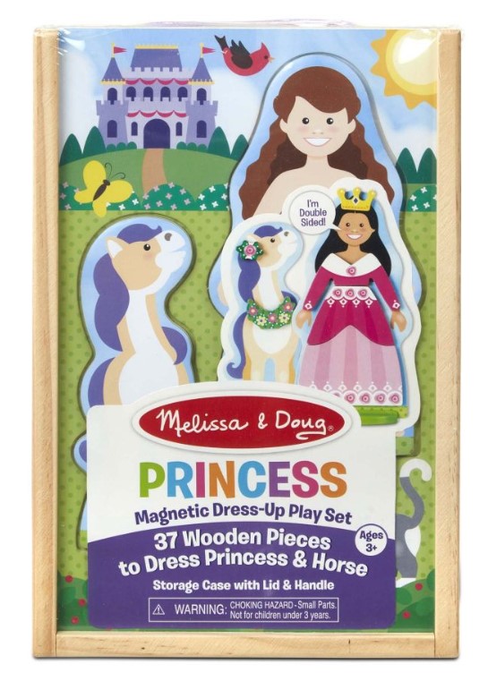 Dřevěná magnetická panenka na oblékání - Princezna