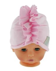 Baby Nellys Jarní/podzimní bavlněná čepice - turban, sv. růžová (1)