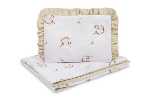 Set do postýlky Jednorožec, bavlněný 75 × 95 cm + polštářek 25 × 35 cm, béžová