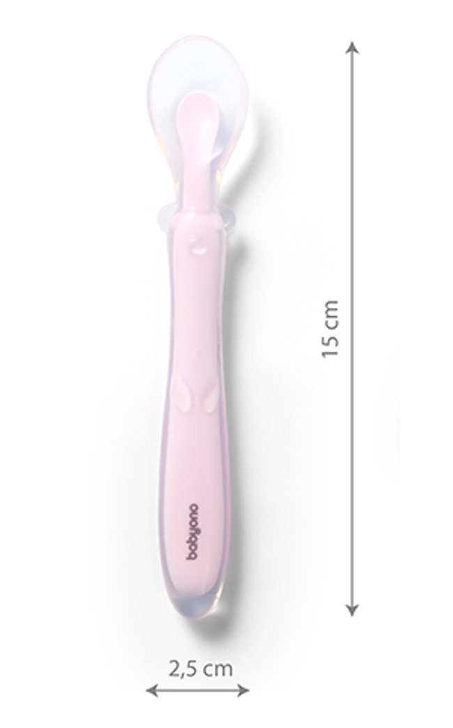 Silikonová lžička měkká, flexibilní - růžová, BabyOno