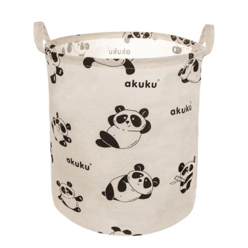 Koš na hračky, uzavíratelný, bavlna, Panda - béžový, 43L (574629)