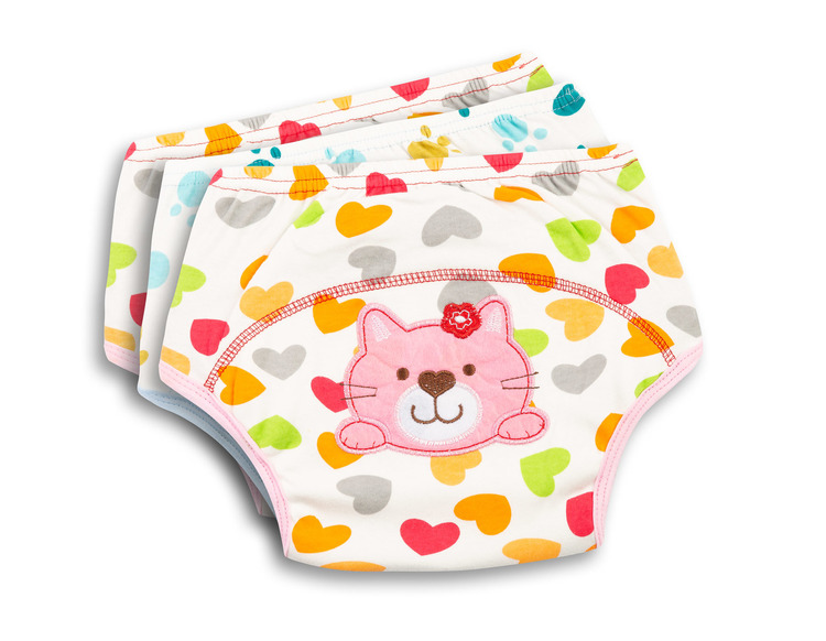 Tréninkové kalhotky s výšivkou, girl - 3ks v balení