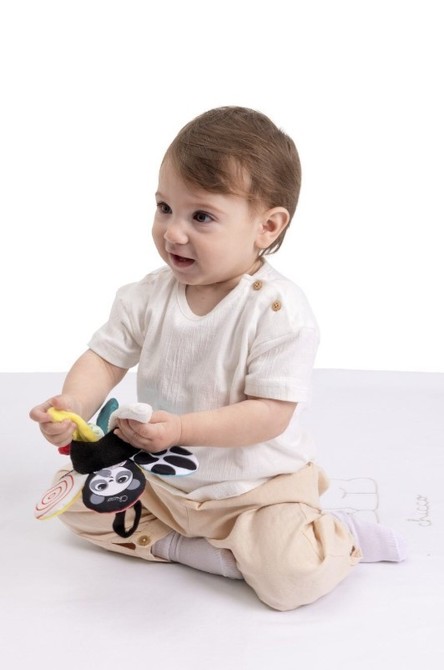 Senzorická závěska Květina do kočárku Montessori 3m+, kontrastní hračka pro miminka