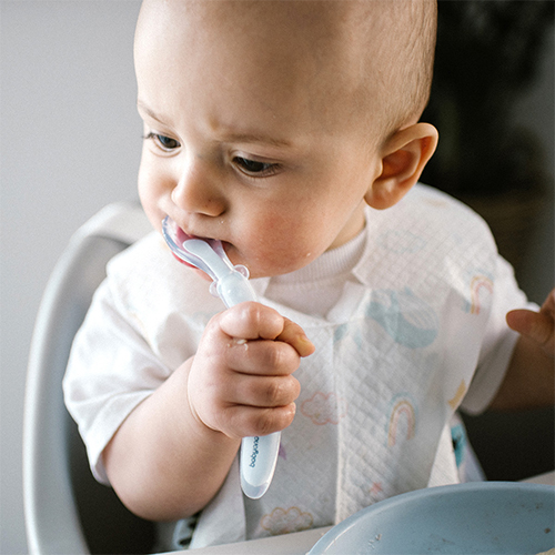Silikonová lžička měkká, flexibilní - mátová, BabyOno