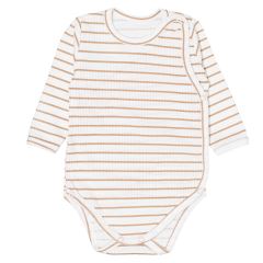 Zavinovací žebrované body + tepláčky, 2D sada Proužek, béžové (1)
