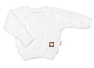Rostoucí oversize pletený svetřík pro miminko, bílé (2)