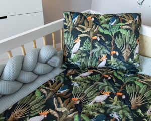 Baby Nellys 2-dílná sada do postýlky Vafel, bavlna LUX, Papoušek (2)