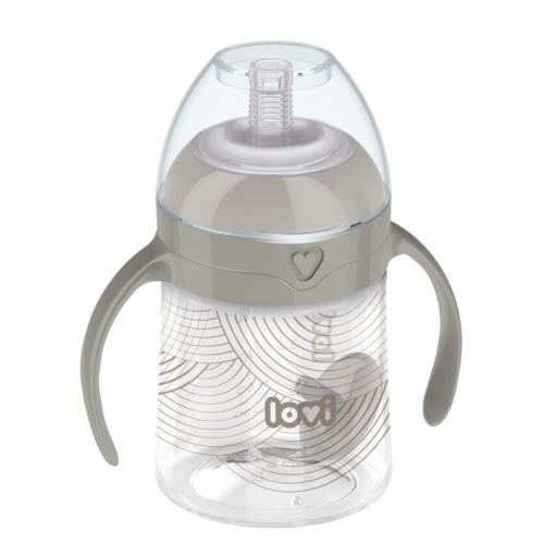 Nevylévací hrníček s brčkem a závažím Lovi Harmony, 150 ml, šedý
