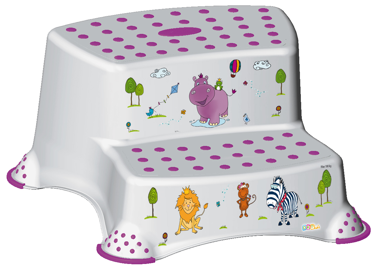 Stolička - schůdky s protiskluzovou funkcí - Hippo - bílá