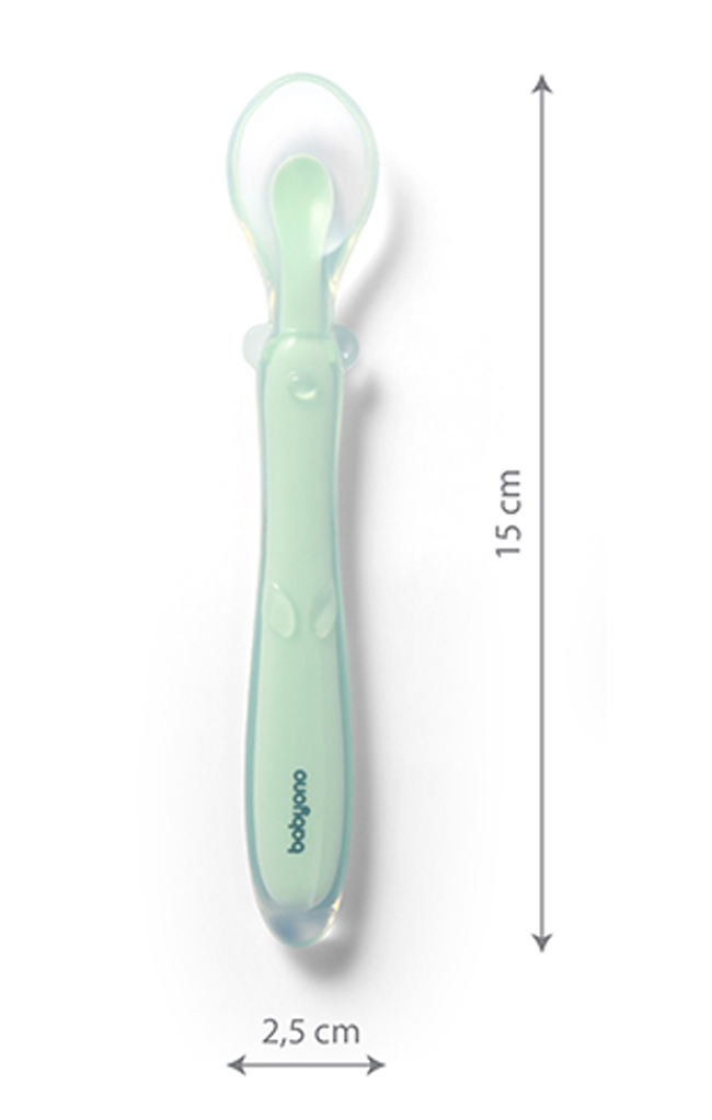 Silikonová lžička měkká, flexibilní - mátová, BabyOno