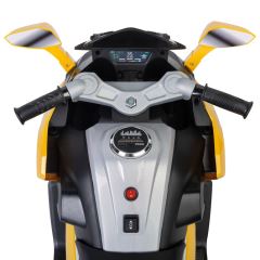 Elektrická tříkolová motorka pro děti TOYZ – 2 motory, LED, USB, žlutá (12)