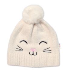 Zimní čepice s bambulí + šál, Kitty, Baby Nellys - smetanová, vel. 54/58 (1)