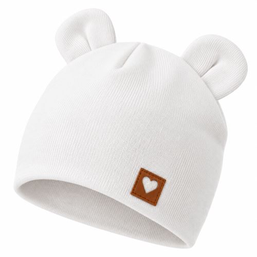Z&Z, Dvojitá bavlněná čepička s oušky, elastická,  bílá (2)